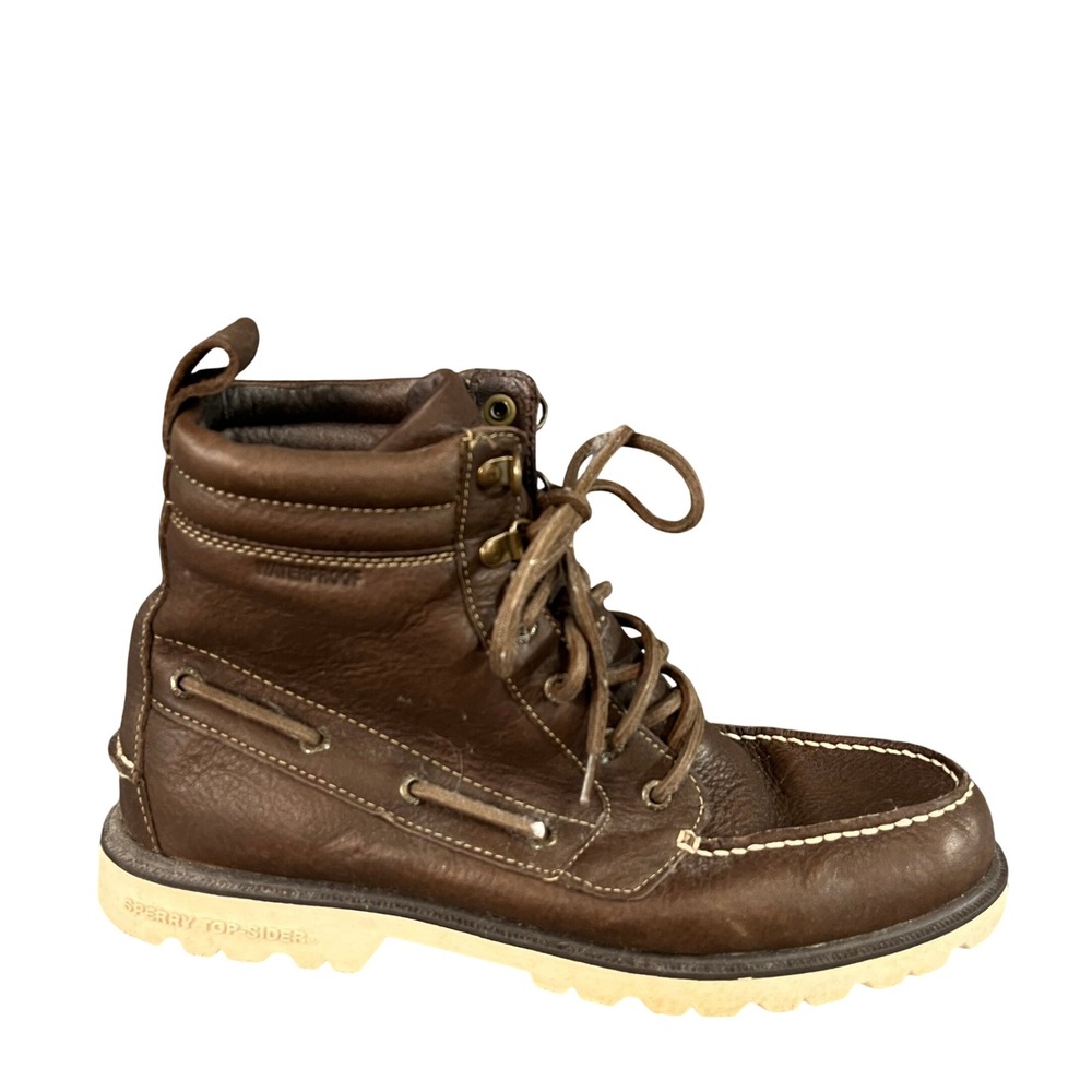Sperry Top-Sider Mens Waterproof Brown Leather Moc Toe Lug Sole Boots 10.5